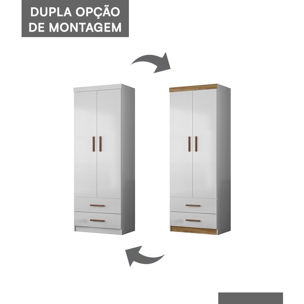 Guarda Roupa Infantil Ônix 2 Portas e 2 Gavetas Flex Branco - Peternella Móveis