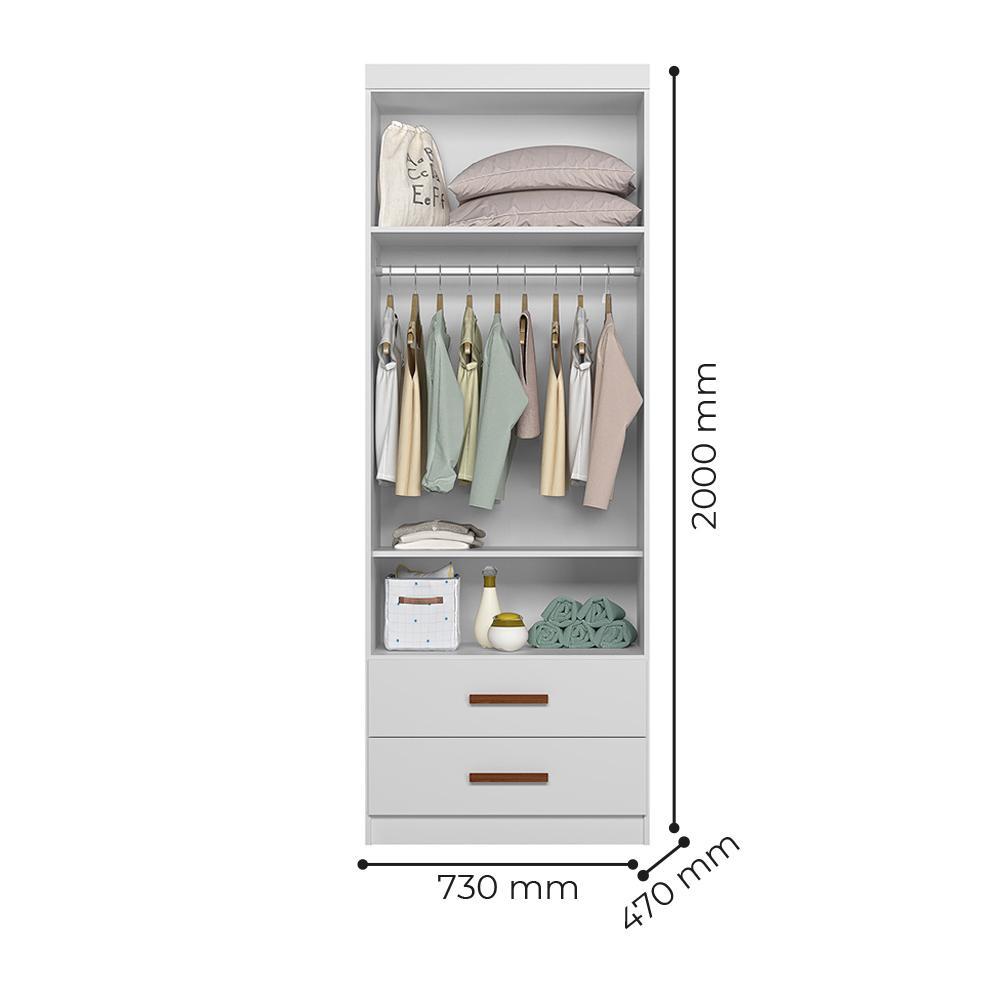 Guarda Roupa Infantil Ônix 2 Portas e 2 Gavetas Flex Branco - Peternella Móveis