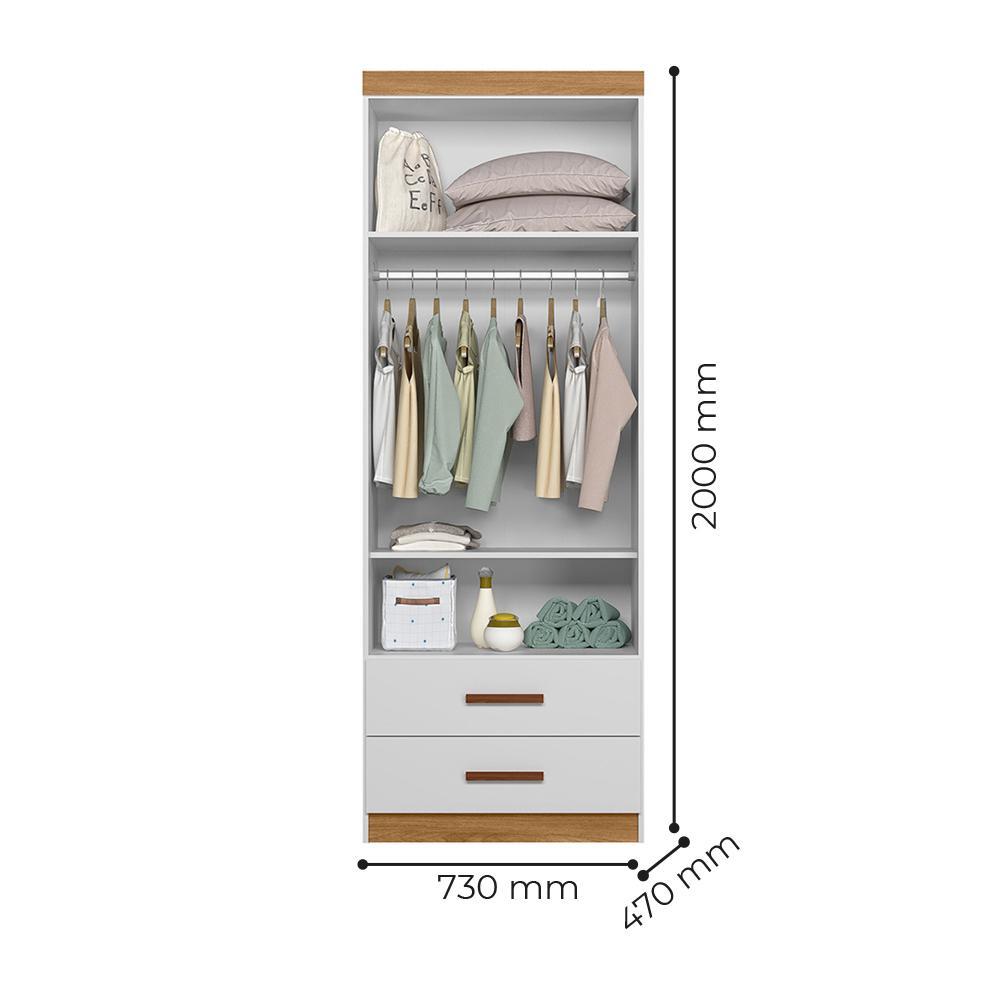 Guarda Roupa Infantil Ônix 2 Portas e 2 Gavetas Flex Nature/Branco - Peternella Móveis