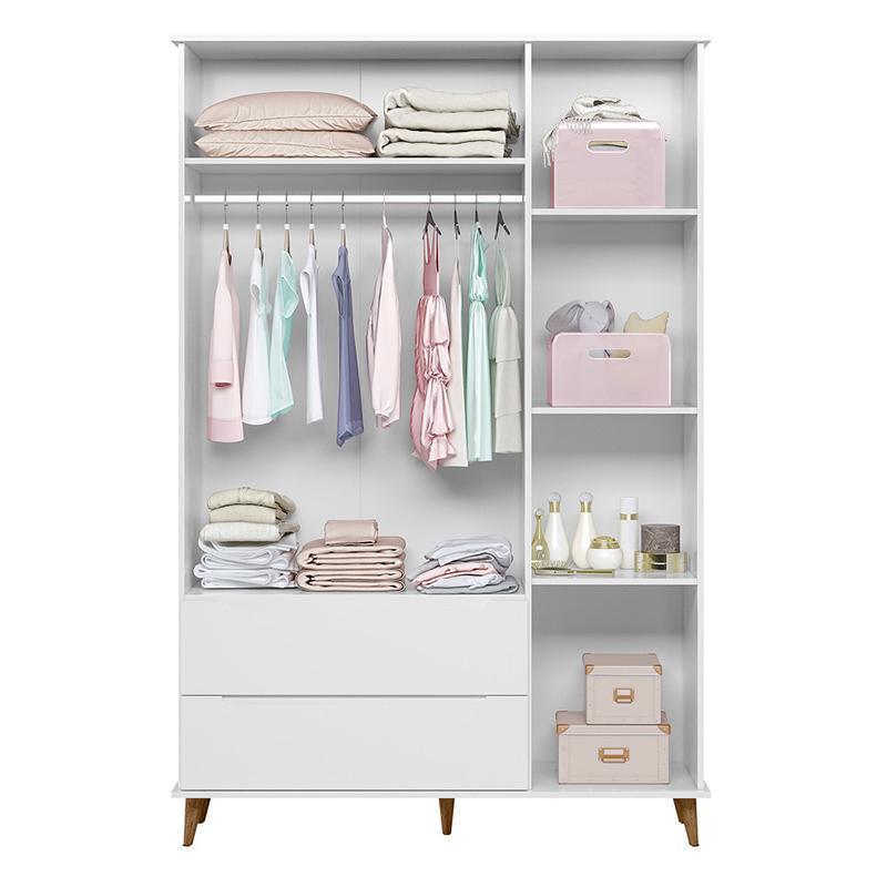 Guarda Roupa Infantil Lunna Retrô 3 Portas e 2 Gavetas Branco - Peternella Móveis 