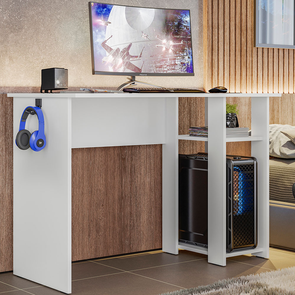 Mesa Gamer Slim Branco PLLA