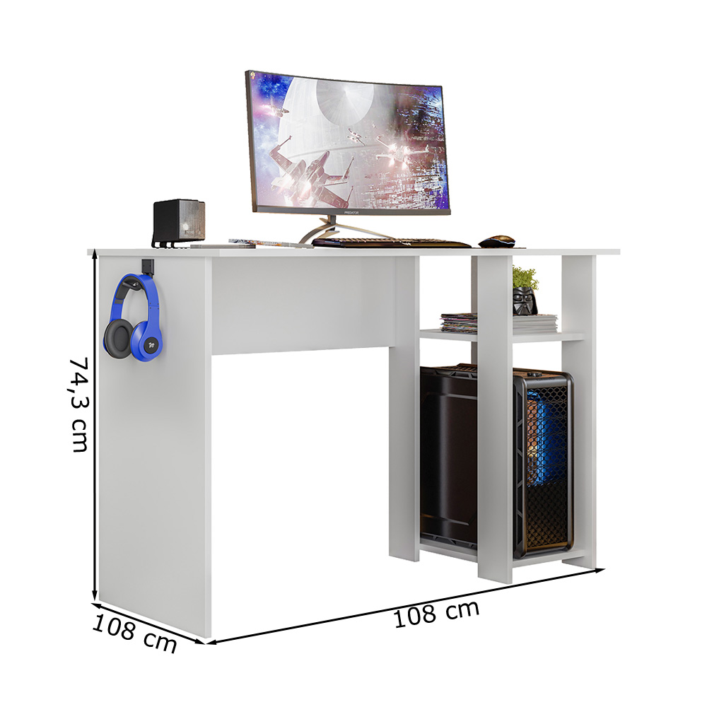 Mesa Gamer Slim Branco PLLA