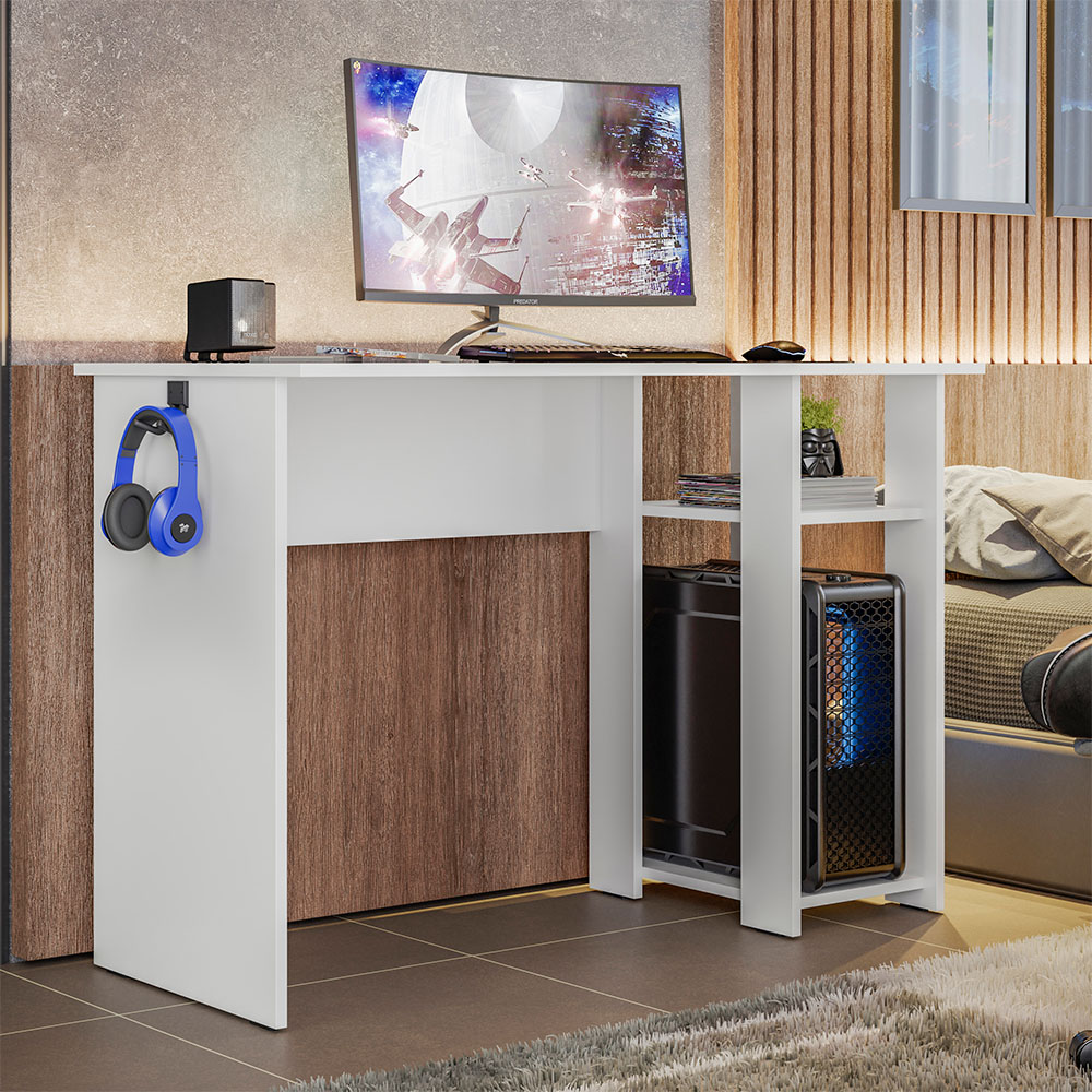 Mesa Gamer Slim Branco PLLA