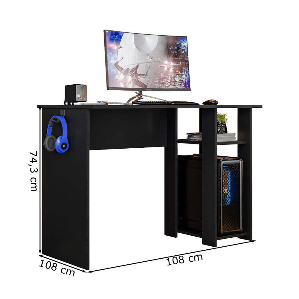 Mesa Gamer Slim Preto Fosco Texturizado PLLA