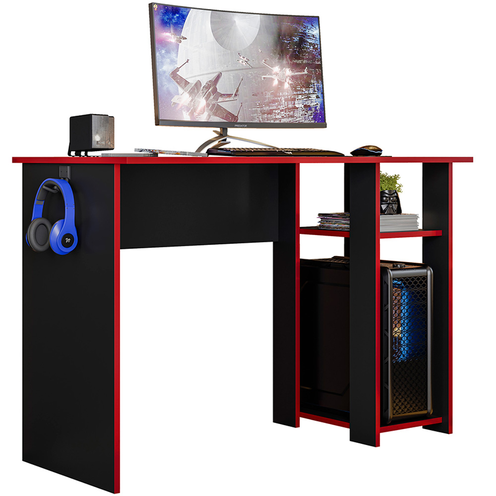 Mesa Gamer Slim Preto Fosco Texturizado Vermelho PLLA