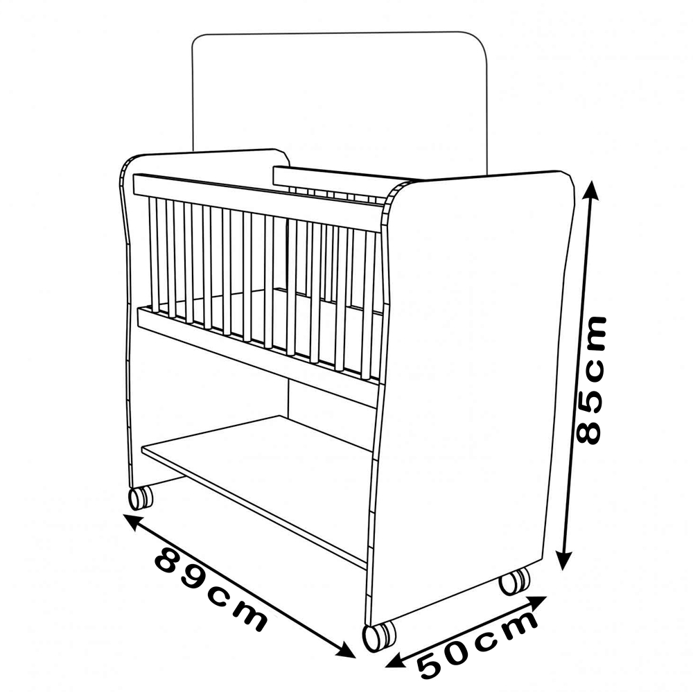Mini Berço Com Rodizios 3050 Nature Branco PLLA