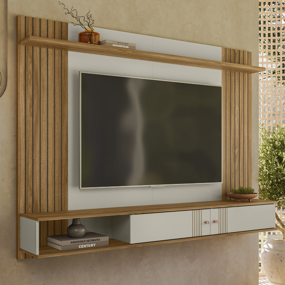 Painel Suspenso 180 cm 2 Portas DEN 8700 Off White Nature PLLA