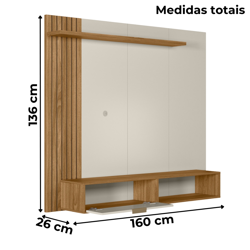 Painel Suspenso Para TV 65 Polegadas 5450 Nature Off White PLLA