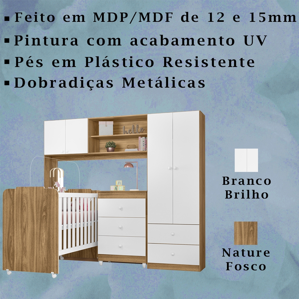 Quarto Infantil Completo 3 Peças 990160 Nature Branco PLLA