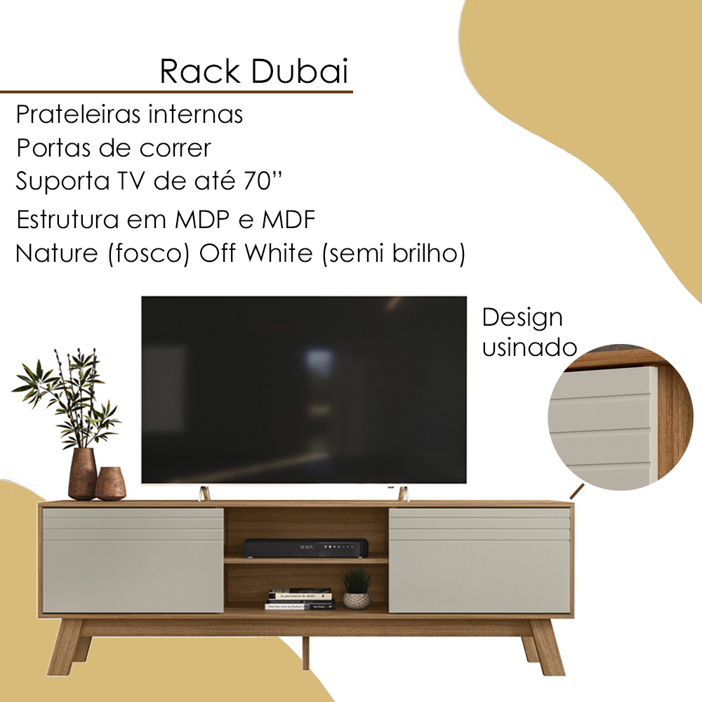 Rack Bancada Para TV 70 Polegadas 5850 Nature Off White PLLA
