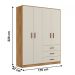 Roupeiro Infantil 9600 04 Portas 03 Gavetas Nature Off White PLLA