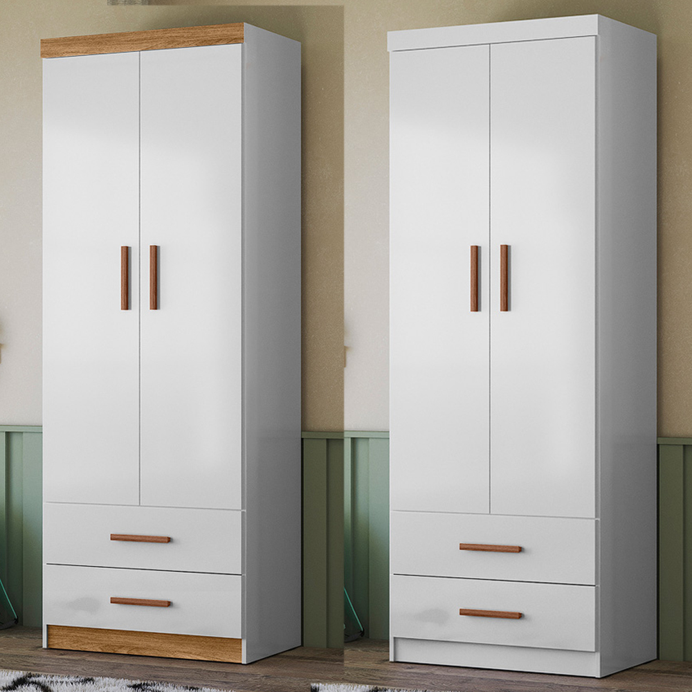 Roupeiro Infantil Flex 2 Portas 2 Gavetas 9100 Branco Nature PLLA