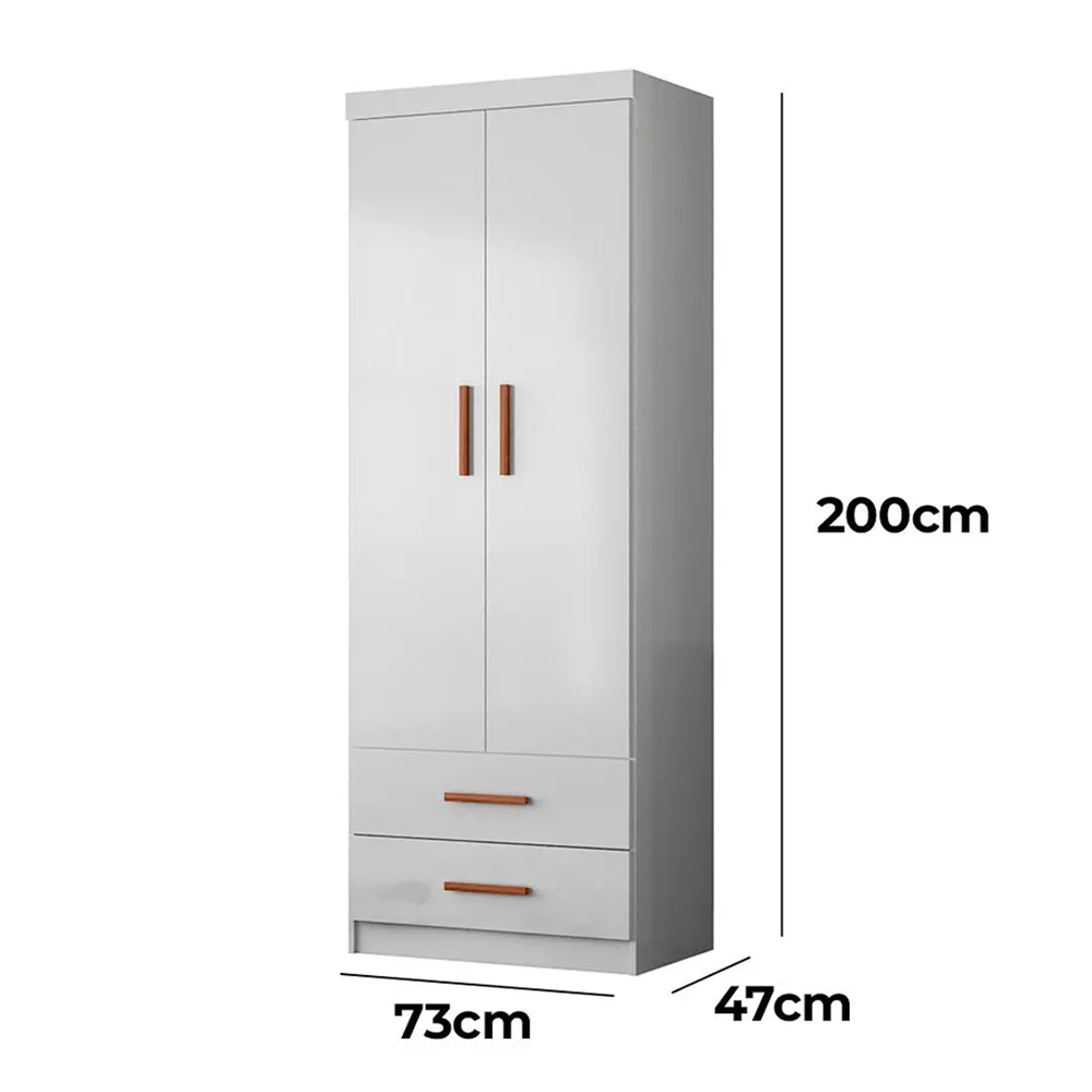 Roupeiro Infantil Flex 2 Portas 2 Gavetas 9100 Branco Nature PLLA