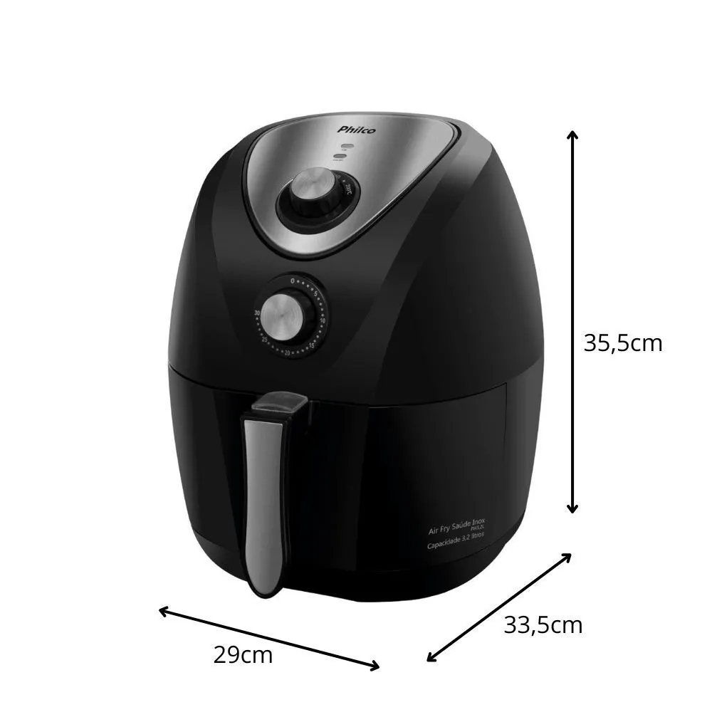 Fritadeira Elétrica Philco Air Fryer Saúde 1400W 3,2L sem Óleo 220V
