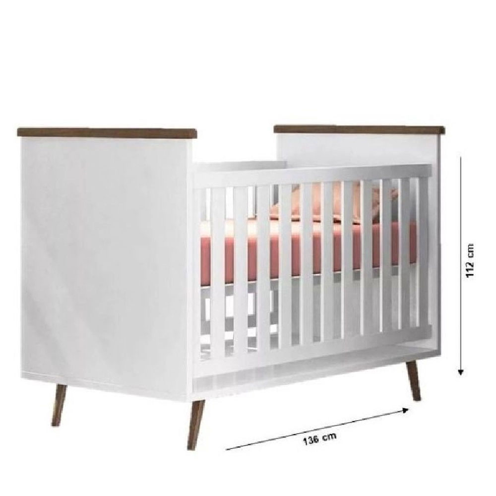 Berço Retrô Baby Wood Branco - Phoenix Baby