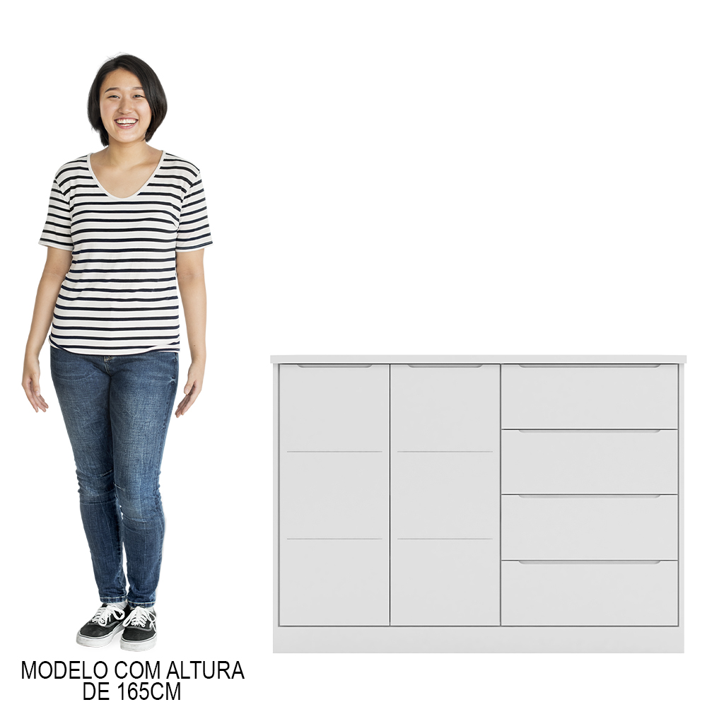 Cômoda Infantil 2 Portas e 4 Gavetas Pérola Branco - Phoenix