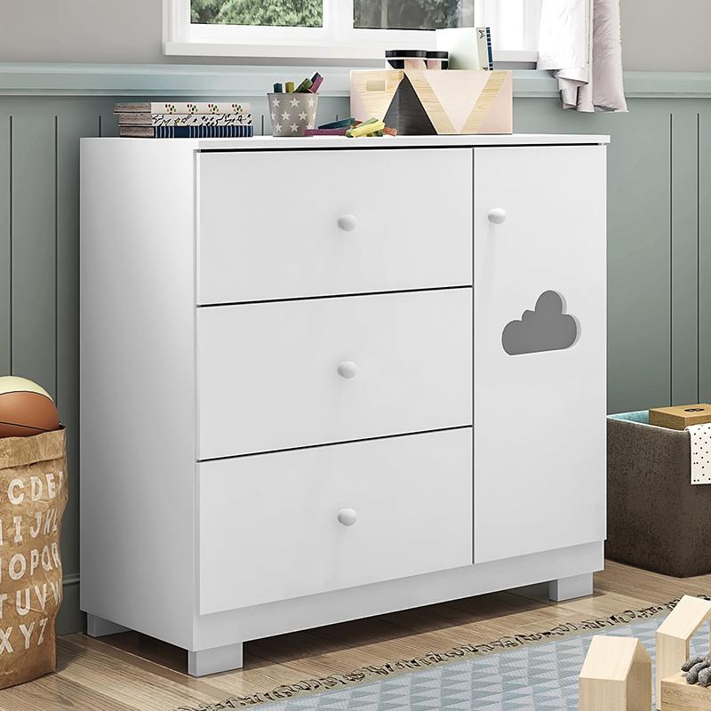 Cômoda Infantil Ane 1 Porta e 3 Gavetas Branco - Phoenix Baby 