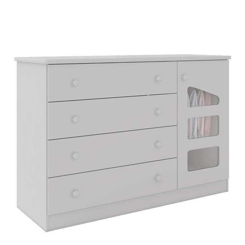 Cômoda Infantil Eloisa 1 Porta e 4 Gavetas Branco - Phoenix Baby