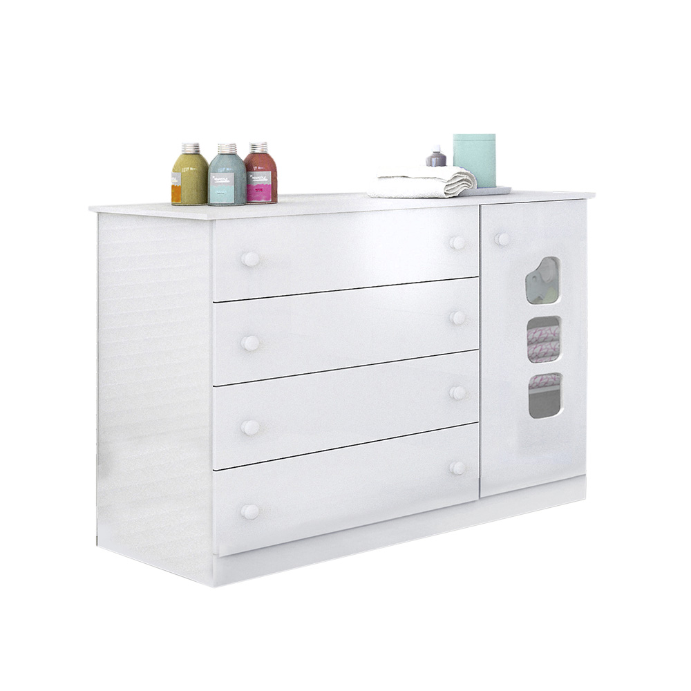 Cômoda Infantil Livia 01 Porta e 04 Gavetas Branco - Phoenix Baby