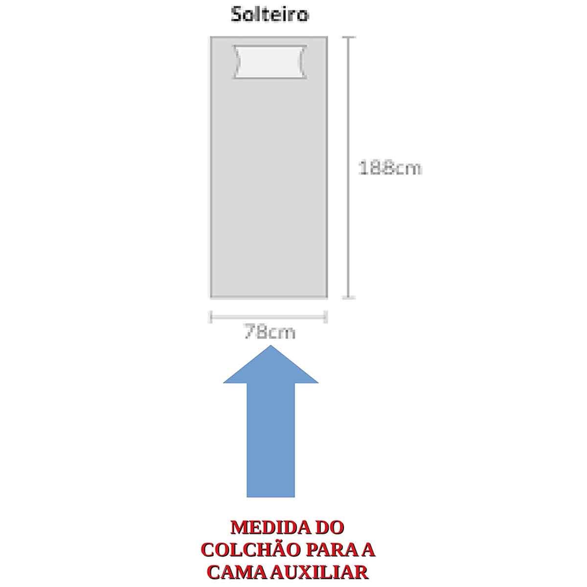 Cama Auxiliar Solteiro Infanto Juvenil MDP Clara Branco/Amadeirado