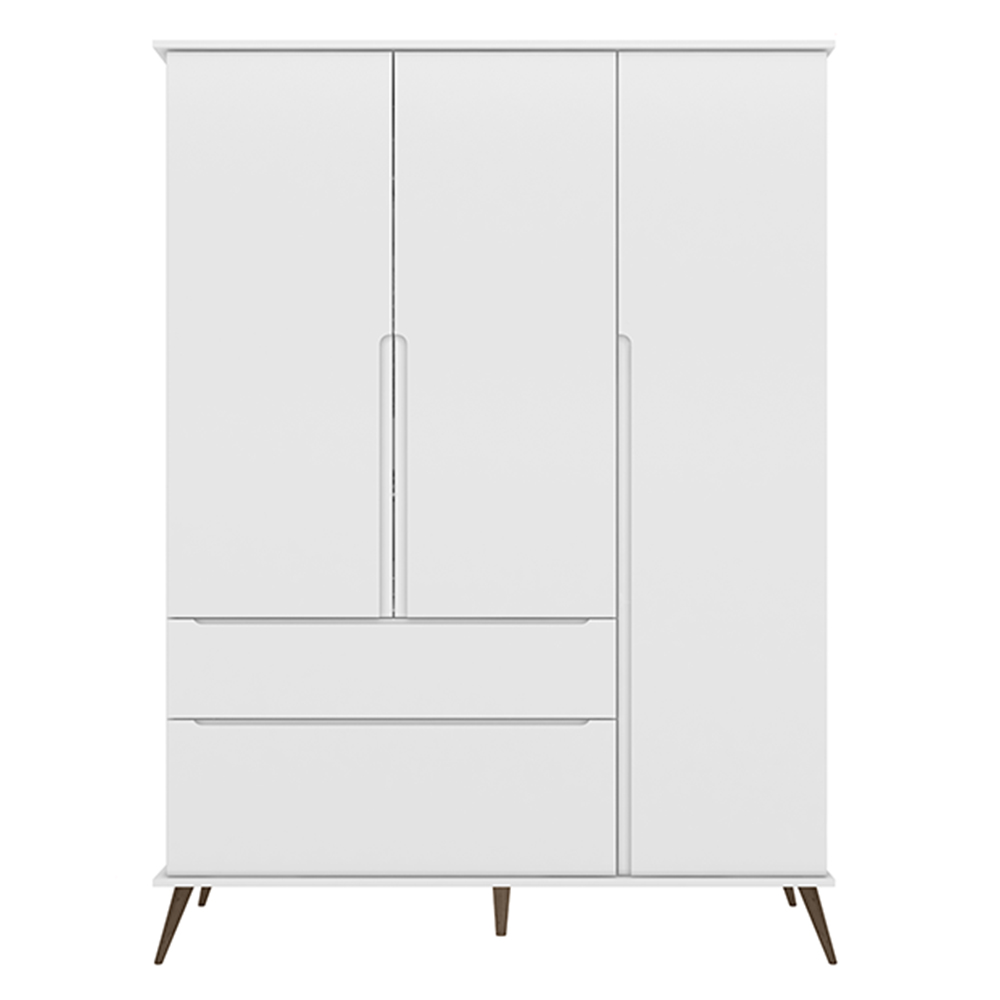 Guarda Roupa Infantil 100% MDF 3 Portas Pés Retrô Melinda Branco - Phoenix