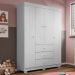 Guarda Roupa Infantil 136cm 4 Portas 3 Gavetas Duda Branco   - Phoenix