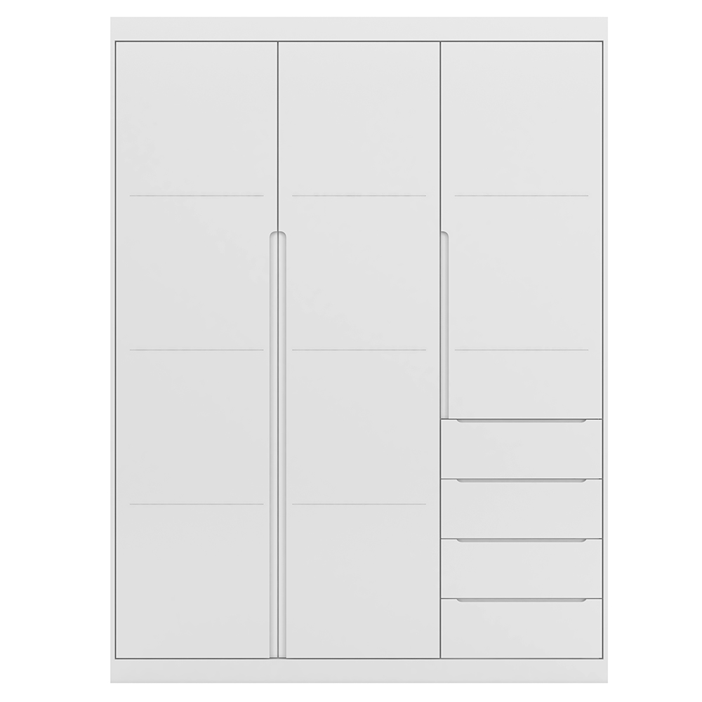 Guarda Roupa Infantil 3 Portas 4 Gavetas Pérola Branco - Phoenix