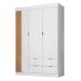Guarda Roupa Infantil Ayla 3 Portas e 4 Gavetas Branco Acetinado - Phoenix Baby