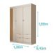 Guarda Roupa Infantil Ayla 3 Portas e 4 Gavetas Off White Acetinado - Phoenix Baby