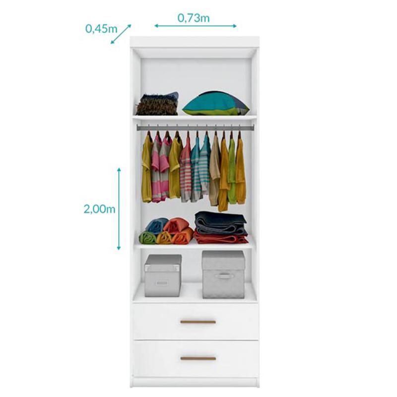 Guarda Roupa Infantil Chiara 2 Portas e 2 Gavetas Branco - Phoenix Baby