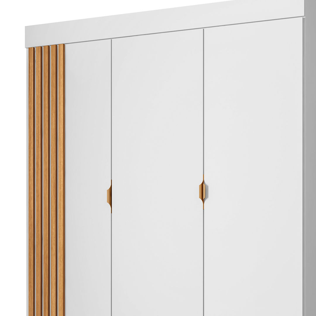 Guarda Roupa Infantil Detalhe Ripada 3 Portas Ayla Branco    - Phoenix