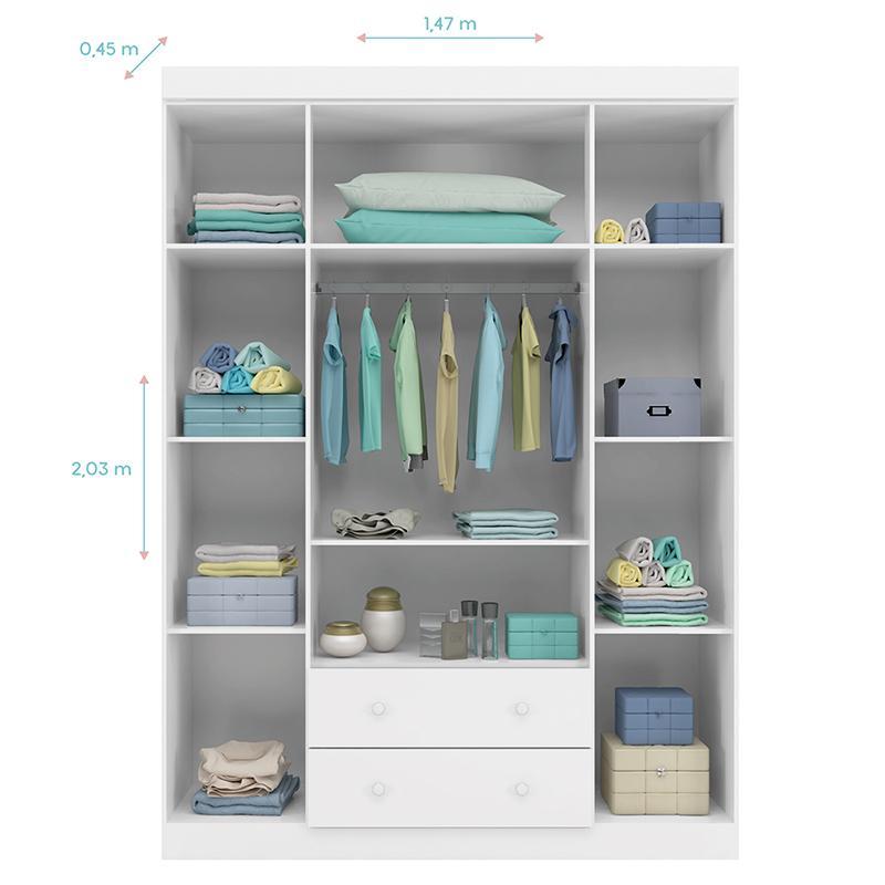 Guarda Roupa Infantil Lívia 4 Portas e 2 Gavetas Branco - Phoenix Baby