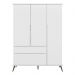 Guarda Roupa Infantil Retrô Melinda 3 Portas e 2 Gavetas Branco - Phoenix Baby