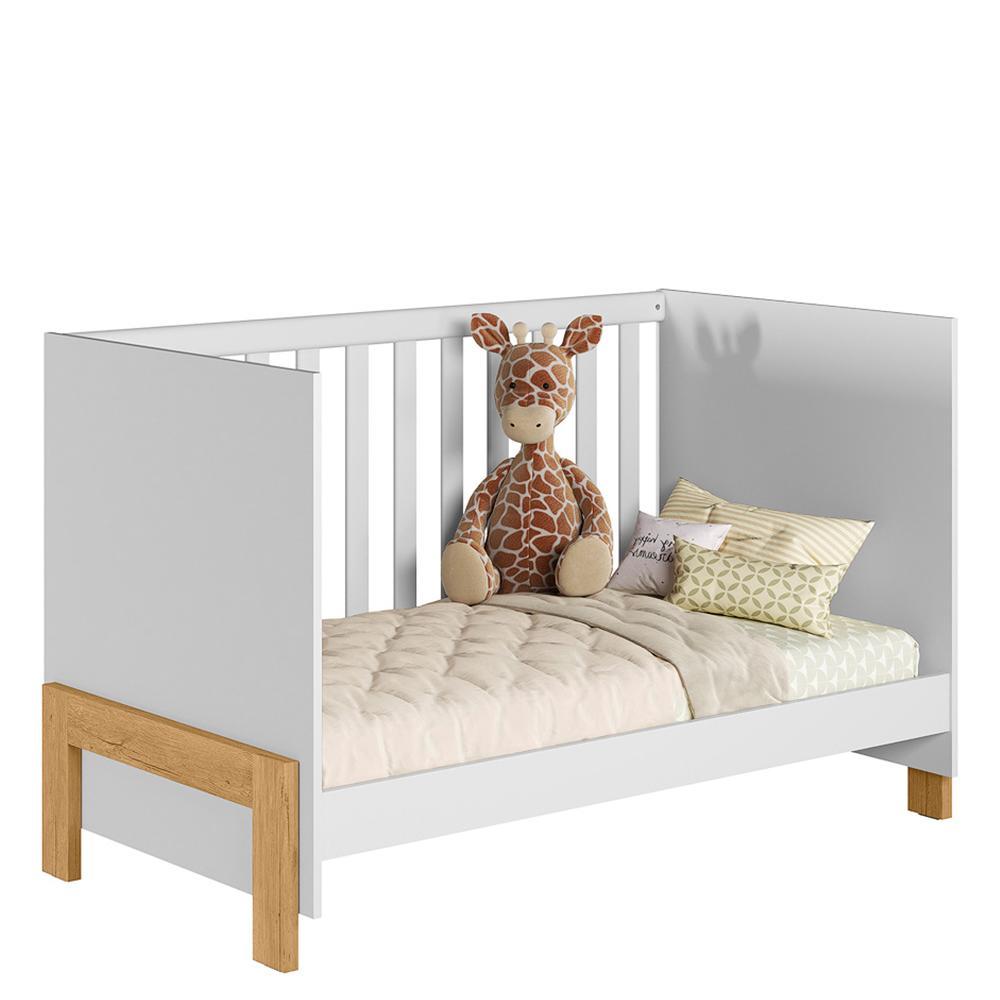 Jogo de Quarto Infantil Ayla com Guarda Roupa e Berço Branco Acetinado - Phoenix Baby