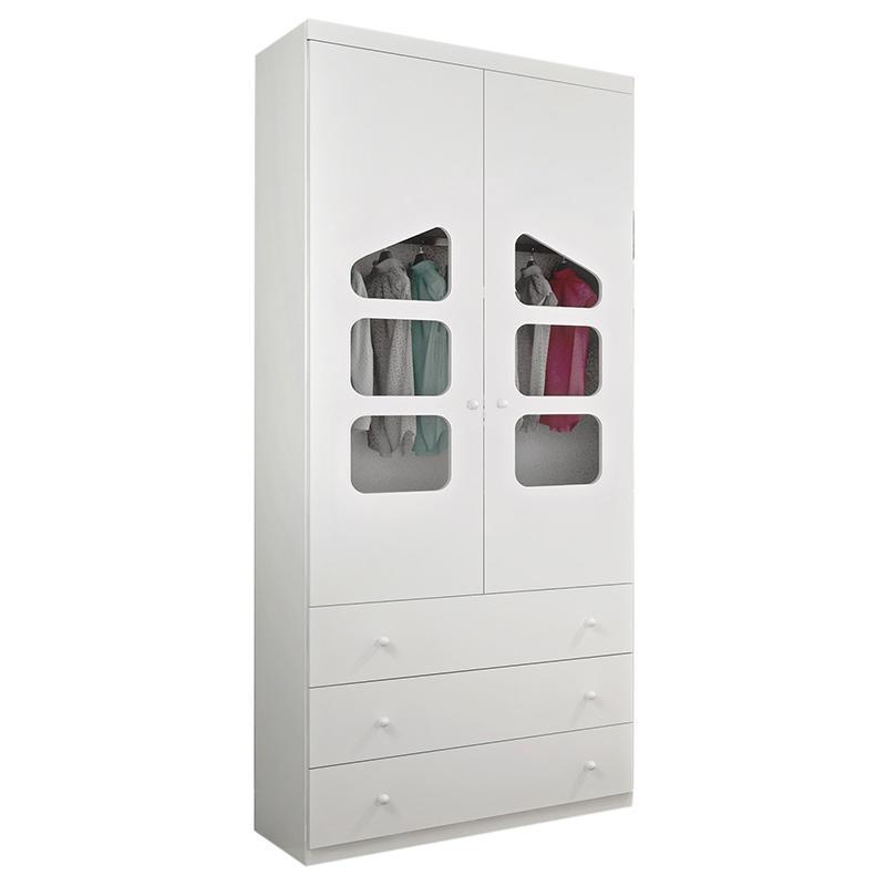 Jogo de Quarto Infantil Eloisa com Guarda Roupa 2 Portas e Cômoda Branco - Phoenix Baby