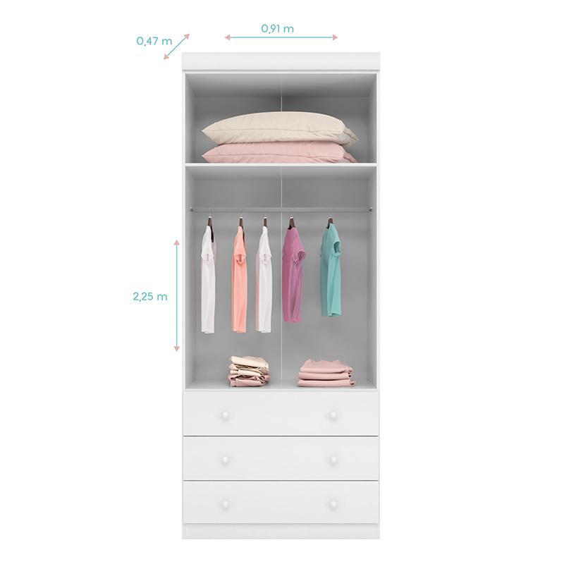 Jogo de Quarto Infantil Eloisa com Guarda Roupa 2 Portas e Cômoda Branco - Phoenix Baby