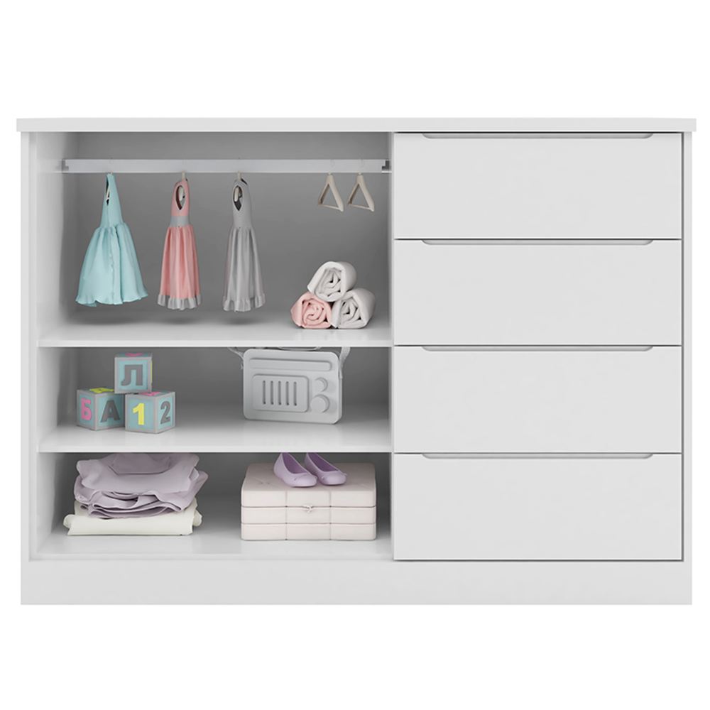 Jogo de Quarto Infantil Guarda Roupa e Cômoda Pérola Branco - Phoenix