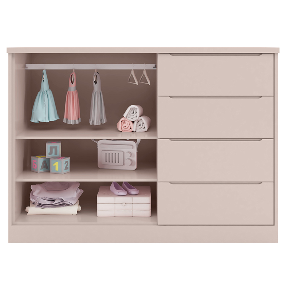 Jogo de Quarto Infantil Guarda Roupa e Cômoda Pérola Rose - Phoenix