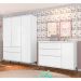 Jogo de Quarto Infantil Retrô Melinda Guarda Roupa e Cômoda com Porta Branco - Phoenix Baby
