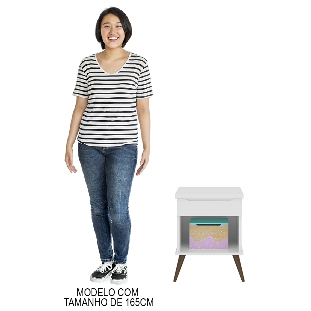 Mesa de Cabeceira Infantil com 1 Gaveta Melinda Branco - Phoenix