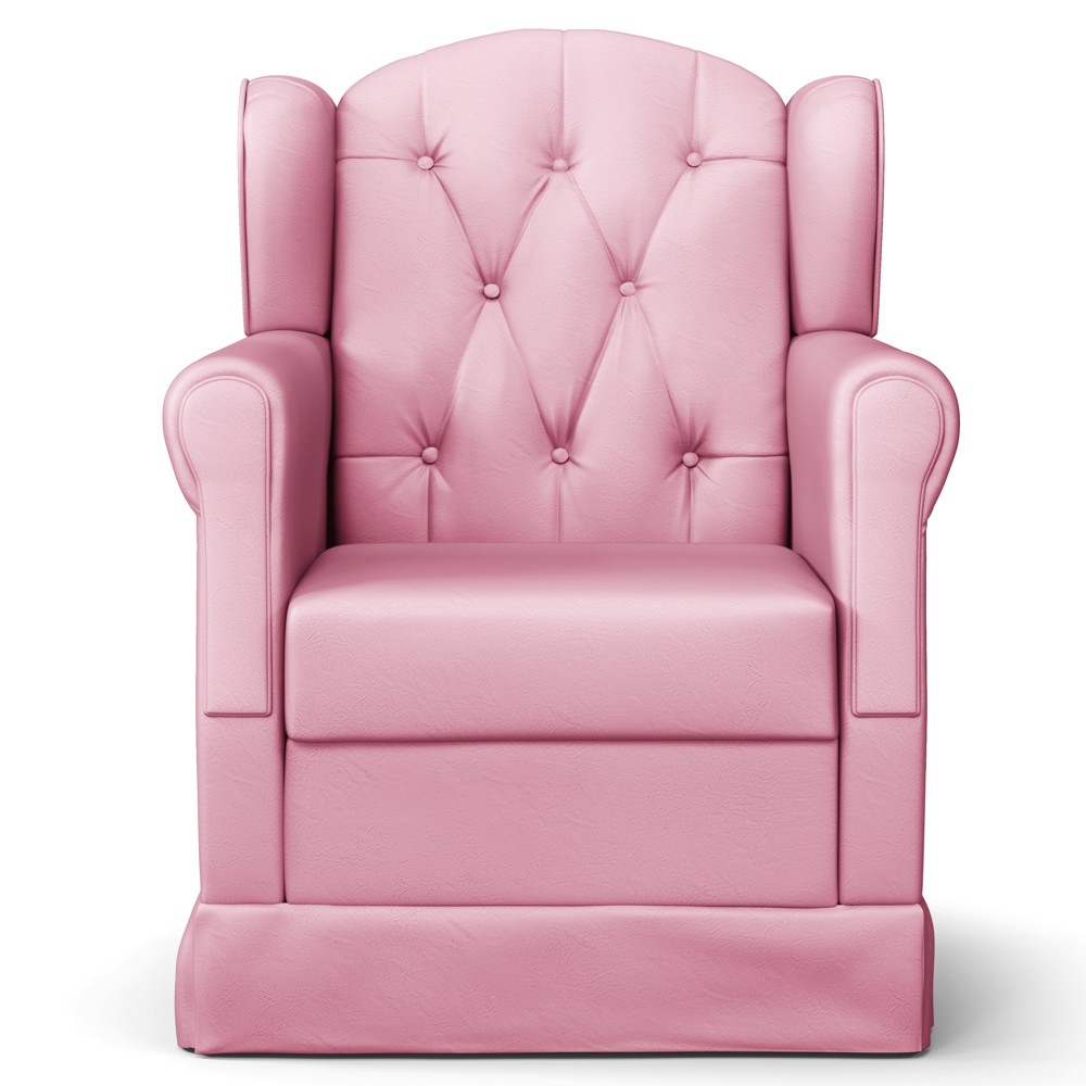 Poltrona de Amamentação Fixa com Puff Letícia Sintético Rosa - Phoenix