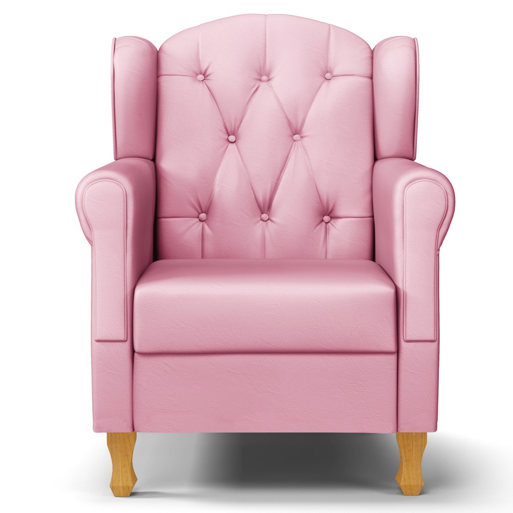 Poltrona de Amamentação com Pés de Madeira Letícia Sintético Rosa - Phoenix