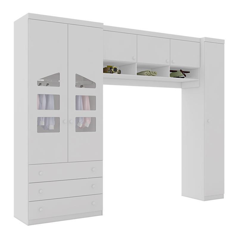 Quarto Modulado Infantil Eloisa 3 Portas e Ponte Aérea Branco - Phoenix Baby