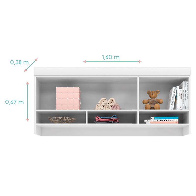 Quarto Modulado Infantil Eloisa 3 Portas, Ponte Aérea e Cômoda Branco - Phoenix Baby