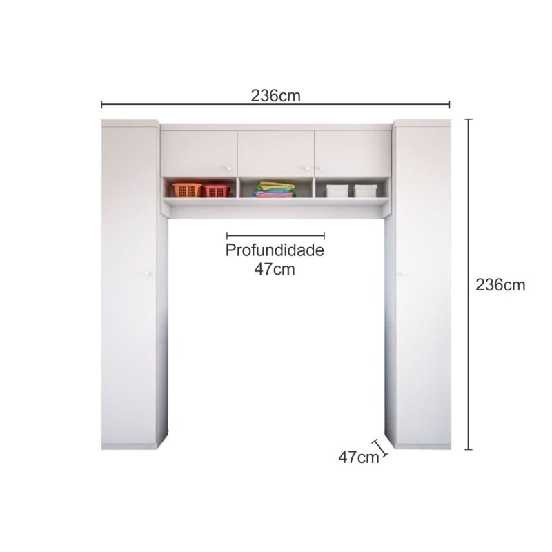 Kit de Armários Multiuso Lavanderia Eloísa 05 Portas Branco - Phoenix