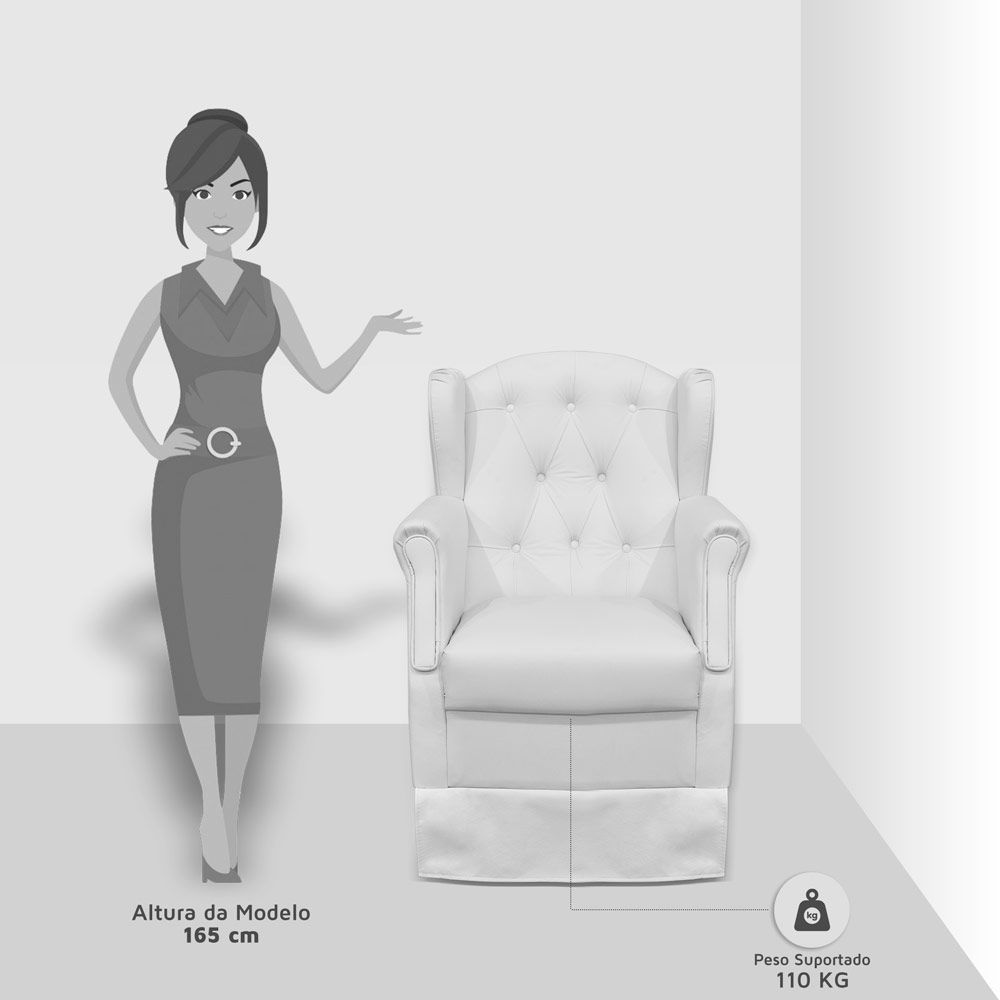 Poltrona de Amamentação Fixa com Puff Alicia Corano Branco - Phoenix Baby