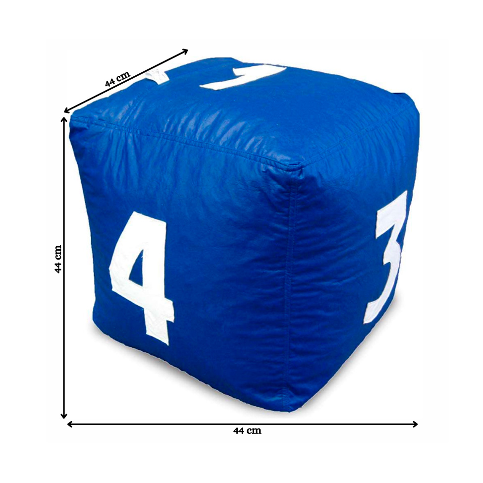 Puff Infantil Dado Grande em Azul Royal com Números Brancos