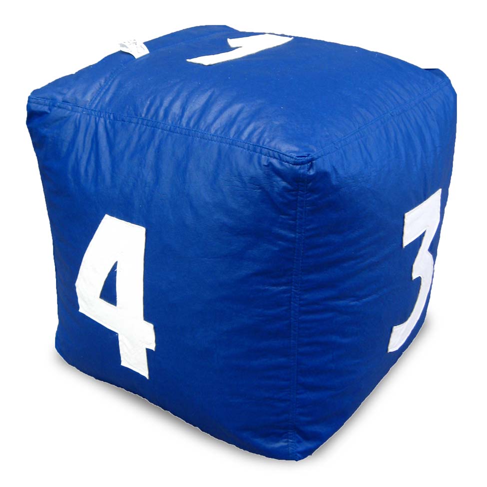 Puff Infantil Dado Grande em Azul Royal com Números Brancos