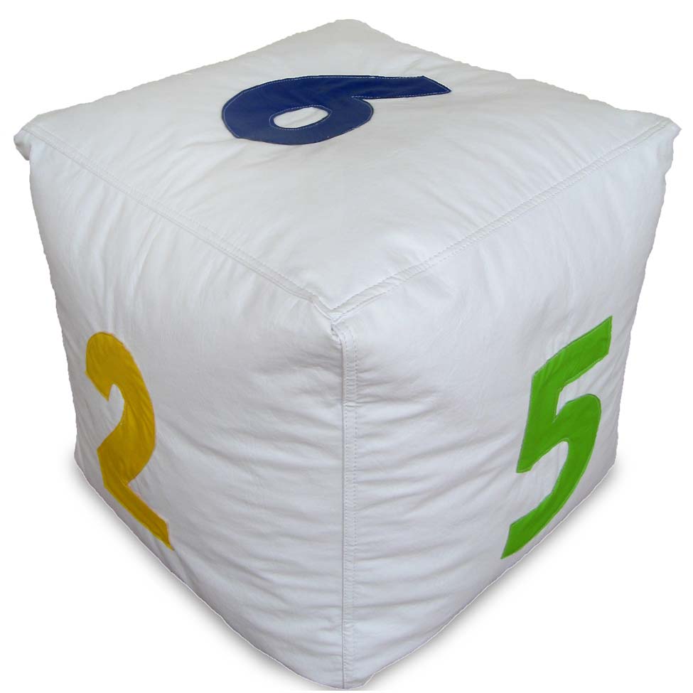 Puff Infantil Dado I Branco e Colorido