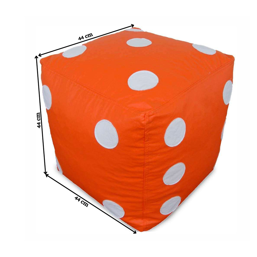 Puff Infantil Dado Laranja e Branco